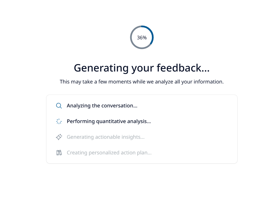 Feedback generation in progress — analyzing conversation and producing indicators